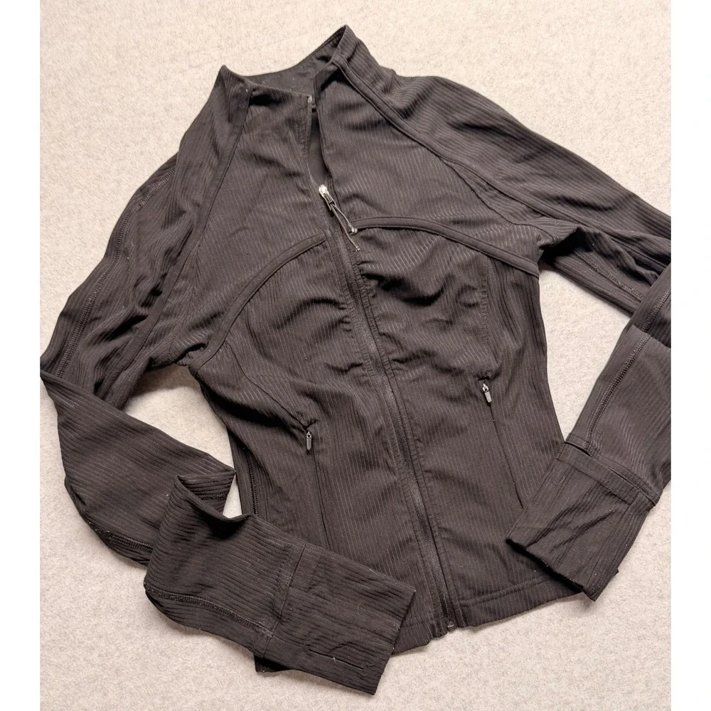 Lululemon Define Jacket Ribbed Black Full Zip Yoga Athletic Top Size 2